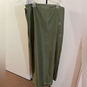 100% Silk Fabric Crepe Saree olive 🫒 green thread border & Palloo 6.7 yds